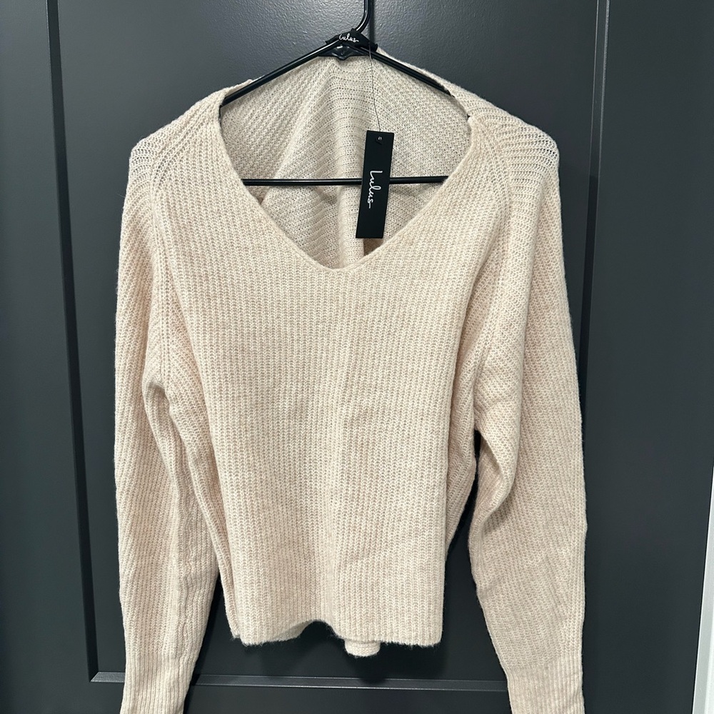 Lulu's Cream V-Neck Sweater